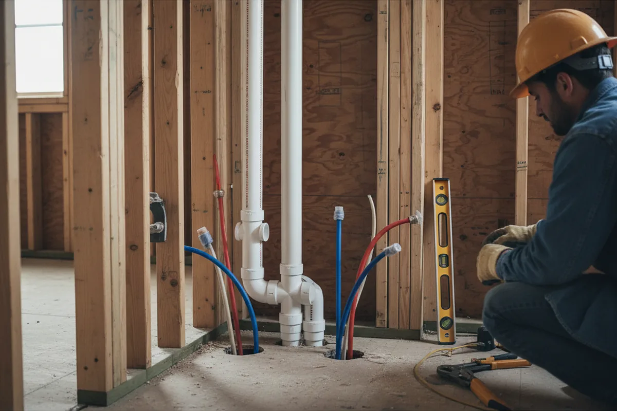 Drain and supply rough-in during Sump Pump Repair in Exmore